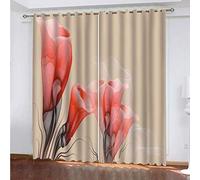 MAYNUO Curtains & Drapes Abstract Red Flower 3D Print Pattern Thermal Insulated Room Darkening Window 92x90Inch Kids Boys Girls Eyelet Blackout Living Room Eyelet