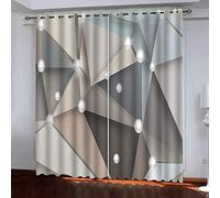 MAYNUO Curtains & Drapes Abstract Solid Geometry 3D Print Pattern Thermal Insulated Room Darkening Window 92x90Inch Kids Boys Girls Eyelet Blackout Living Room Eyelet