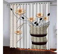 MAYNUO Curtains & Drapes Abstract Vase Plants 3D Print Pattern Thermal Insulated Room Darkening Window 92x90Inch Kids Boys Girls Eyelet Blackout Living Room Eyelet