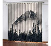 MAYNUO Curtains & Drapes Morning Mist Forest Landscape 3D Print Pattern Thermal Insulated Room Darkening Window 92x90Inch Kids Boys Girls Eyelet Blackout Living Room Eyelet