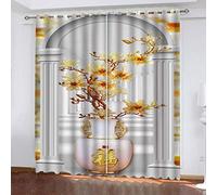 MAYNUO Curtains & Drapes Vase Space Extension 3D Print Pattern Thermal Insulated Room Darkening Window 92x90Inch Kids Boys Girls Eyelet Blackout Living Room Eyelet