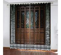 MAYNUO Curtains For Bedroom 3D Ancient Architecture Landscape Printed Curtain For Kids Boys, Blackout Eyelet 110x62Inch Pattern Thermal Insulated Room Darkening, Window Draperies For Living Room