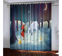 MAYNUO Curtains For Bedroom 3D Cartoon Little Girl Reindeer Printed Curtain For Kids Boys, Blackout Eyelet 110x62Inch Pattern Thermal Insulated Room Darkening, Window Draperies For Living Room