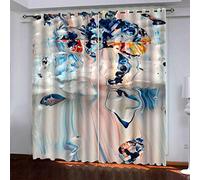 MAYNUO Eyelet Curtains 3D Abstract Pattern Art Printed Home Decoration Thermal Insulated Soft Curtain For Bedroom 78x78Inch Blackout Living Room