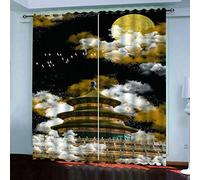 MAYNUO Eyelet Curtains 3D Classical Architecture With White Cloud Scenery Printed Home Decoration Thermal Insulated Soft Curtain For Bedroom 78x78Inch Blackout Living Room