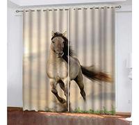 MAYNUO Eyelet Curtains 3D Running Animal Horses Printed Home Decoration Thermal Insulated Soft Curtain For Bedroom 78x78Inch Blackout Living Room