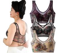 MAYNUO Pointed Buttonless Comfortable Bra,Plus Size Ice Silk Lace Cooling Comfort Bra,Evylady Breathable Anti-Sagging Breasts Bra (3pcs-A,3XL(77-85KG))
