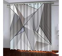 MAYNUO Window Curtains For Bedroom Living Room 3D Grey Geometric Space Printed Blackout Curtain 70x98Inch Print Drapes Set Thermal Insulated Eyelet Drapes For Girls