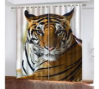 MAYNUO Window Curtains For Bedroom Living Room 3D Painted Tiger Pattern Printed Blackout Curtain 70x98Inch Print Drapes Set Thermal Insulated Eyelet Drapes For Girls