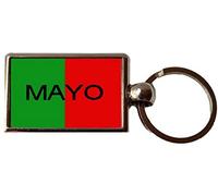 MAYO Irish County Ireland Green & Red Oblong Luxury Double Sided Metal Keyring And Gift Bag