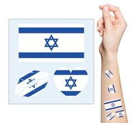 Mayoii 10 Sheets Israel Flag Temporary Tattoo Stickers, Waterproof Fake Tattoos Body Art Sticker on Arm, Shoulder, Realistic Face Temporary Tattoo for Israel National Day, Football Game