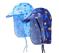 Mayoii 2 Pcs Baby Sun Hat Todder Swim Cap UPF 50+ Summer Cap with Strap Adjustable Flap Sun Protection Beach Hat for 1-7 Years (UK, Alpha, One Size, Baby, Muiticolor-blue2)