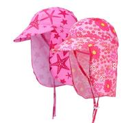 Mayoii 2 Pcs Baby Sun Hat Todder Swim Cap UPF 50+ Summer Cap with Strap Adjustable Flap Sun Protection Beach Hat for 1-7 Years (UK, Alpha, One Size, Baby, Muiticolor-pink2)