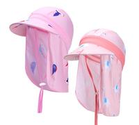Mayoii 2 Pcs Baby Sun Hat Todder Swim Cap UPF 50+ Summer Cap with Strap Adjustable Flap Sun Protection Beach Hat for 1-7 Years (UK, Alpha, One Size, Baby, Muiticolor-Bird + Alpaca)