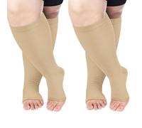 Mayoii 2PCS Plus Size Compression Stockings Flight Socks for Women and Men Travel Running Pregnancy Sports Nurses Athletic (Nude+Nude, 2XL)