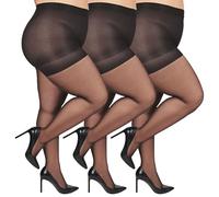 Mayoii 3PCS 10D Plus Size Tights for Women, Plus Size Tights 20-22, Ladies High Waist Control Top Pantyhose with Reinforced Toes (UK, Alpha, M, Regular, Regular, 3, Black)