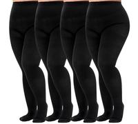 Mayoii 4 Pairs Black Opaque Tights for Women - 120 Denier Thick Black Tights, Extra-Long Reinforced-Toe Opaque Hosiery (UK, Alpha, One Size, Plus, Regular, Black-4Pcs)