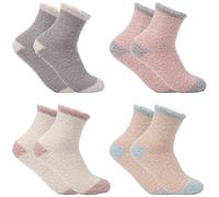 Mayoii 4 Pairs Fluffy Socks Womens 4-9 - Soft Fuzzy Bed Socks, Warm Thick Winter Slipper Socks, Cosy Thermal Sleep Stockings (Type A, Adult, Women, One Size, Alpha, UK Footwear Size System, Medium)