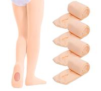Mayoii 4PCS Convertible Ballet Tights 80D Girls Pink Ballet Tights and Skin Coloured Dance Tights Soft Girls Ballet Tight for Class or Performance (UK, Numeric, 130, 146, Regular, 4, Peach nude)