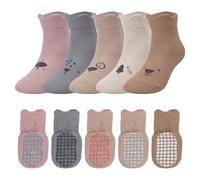 Mayoii 5 Pairs of Toddler Grip Socks 1-5 Years - Soft, Breathable Cotton Socks with Grips for Boys & Girls, Cute Cartoon Pattern (UK, Age, One Size, Multicolor B（0-12mouths）)