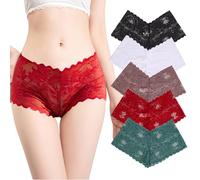 Mayoii 5pcs Women's Lace French Knickers Hollow sexy lace Discreet and Sexy Underwear Various Sizes (S-XL) (UK, Alpha, L, Regular, Regular, Standard, Black + White + Burgundy + PeacockGreen + Purple)