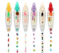 Mayoii 6PCS DIY Correction Tape, Cute Animal Press Type Decorative Tape Pen, Creative Pattern Correction Pen for Gift (6Pcs-Red)