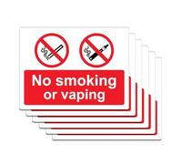 Mayoii 6PCS Self Adhesive No Smoking Signs, No Smoking Adherent Vinyl Stickers (180mm X 135mm), Waterproof No Smoking Or Vaping Signs, Safety Warning Signs Indoor And Outdoor Use