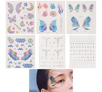 Mayoii Butterfly Temporary Tattoos and Face Gems Stickers Kit for Women Glitter Butterfly Tattoo Temporary Sticky Gems Stick on Fairy Accessories Adhesive Rhinestone Face Jewels for Makeup Rave