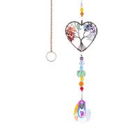 Mayoii Chakra Healing Crystal Stone Sun Catchers for Windows,Tree of Life Tandem Natural Quartz Gemstone Pendant Rainbow Maker Suncatcher, Spiritual Gifts for Women (Muiticolor-38)