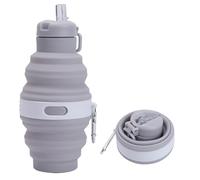 Mayoii Collapsible Water Bottle Silicone Multifunctional Foldable Water Bottle Portable Suction Nozzle Travel Water Bottle (Gray)