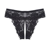 Mayoii Crotchless Underwear For Women Lace G-Strings Micro Thongs Cut Out Sexy Panties Ladies Underwear Large Size (UK, Alpha, XL, Regular, Regular, Black)