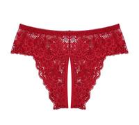 Mayoii Crotchless Underwear For Women Lace G-Strings Micro Thongs Cut Out Sexy Panties Ladies Underwear Large Size (UK, Alpha, 4XL, Regular, Regular, Wine-Red)