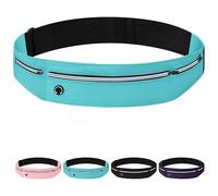 Mayoii Invisible Running Belt for Women and Men with Adjustable Velcro Lightweight Money Belt Bum Bag, Multi-Pocket Running Belt for Phone (Lake Blue, Medium)