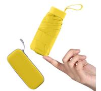 Mayoii Mini Umbrella with UPF50+ Protection, Lightweight Compact Umbrella for Women and Kids, Portable UV Parasol with Storage Box, 6Ribbed Small Parachute for Women Handbag Size (Yellow)