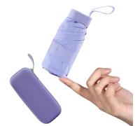 Mayoii Mini Umbrella with UPF50+ Protection, Lightweight Compact Umbrella for Women and Kids, Portable UV Parasol with Storage Box, 6Ribbed Small Parachute for Women Handbag Size (Purple)