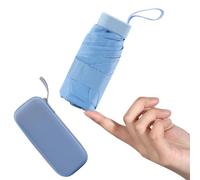 Mayoii Mini Umbrella with UPF50+ Protection, Lightweight Compact Umbrella for Women and Kids, Portable UV Parasol with Storage Box, 6Ribbed Small Parachute for Women Handbag Size (LightBlue)