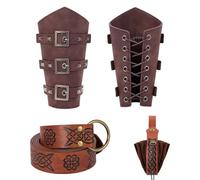 Mayoii Renaissance Accessories, Viking Renaissance Belt Medieval Vintage Belt Pouch, and Leather Bracers