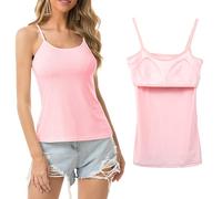 Mayoii Vest Top with Built in Bra UK, Breathable Tank Top with Built in Bra with Adjustable Shoulder Strap Pink