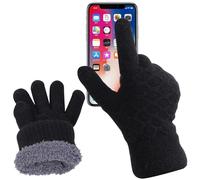Mayoii Winter Thermal Gloves for Men - Warm Gloves with Touch Screen, Knitted Fleece-Lined Outdoor Cold Weather for Running Ski (Black-A)