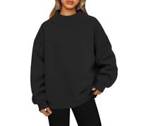 Mayoii Women's Sweatshirts Without Hood - Casual Mock Neck Crewneck Jumpers Long Sleeve Pullover Tops, Soft & Stylish Sweatshirts for Women UK (UK, Alpha, XXL, Regular, Regular, Black)