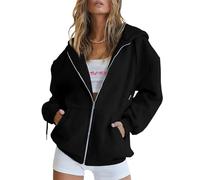 Mayoii Zipped Hoodies for Women UK - Oversized Zip Up Hoodie Women Casual Fall Winter Sweatshirts with Pockets, 2025 Fashion Jackets (UK, Alpha, S, Regular, Regular, Black)
