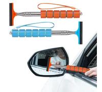 MAYOKIAAR 2 Pcs Car Window Cleaner Wiper, Car Mirror Wiper, Retractable Side Mirror Wiper, Universal Wing Mirror Squeegee, Portable and Easy to Clean, Universal Motor Accessories (Orange&Blue)
