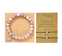 MAYOKIAAR 2 Pcs Teacher Gifts Natural Stone Heart Friendship Bracelets, Lightweight and Comfortable, Healing Bracelets for Women