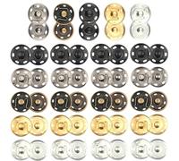 MAYOKIAAR 25 Sets of 8mm Sew-On Buttons, Metal Press Studs, Sew-On Buttons for Clothes, Purses, Handbags, Craft DIY Items (Gold, Silver, Grey, Black, Bronze)