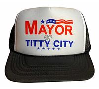 Mayor of Titty City Trucker Hat Funny Snapback Cap Black, Black, Small/X-Large