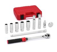 Mayouko 11 PCS 3/8-Inch Drive Spark Plug Socket Set, 6-Point & 12-Point, Include Click Torque Wrench, 10-Inch Extension Bar, Unviersal Joint & Spark Plug Gapper, CR-V