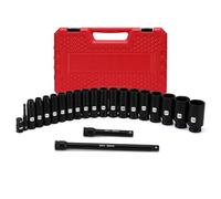 Mayouko 22 PCS 1/2-Inch Drive Deep Impact Socket Set, 8mm to 32mm, Metric, 6 Point, with Extension Bars and Adapter, CR-V