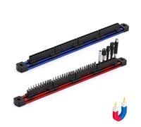 Mayouko 2PCS Magnetic Aluminum Screwdriver Drill Bit Organizer, Sliding Drill Bit Holder with Strong Magnetic Rail, 80 Holes Bit Storage, Hex Bit Organizers, Red And Blue(Bits Not Included)