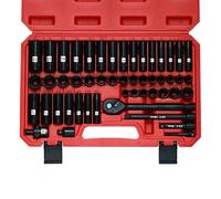 Mayouko 3/8” Drive Impact Socket Set, 50-Piece Standard SAE(5/16”-3/4”) and Metric Size(8-22mm), Deep & Shallow, 6 Point, CR-V, 72-Tooth Ratchet Wrench Handle, Extension Bars, Universal Joint