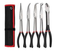 Mayouko 5 PCS Extra Long Needle Nose Pliers Set, 11" Long Reach Straight, 45&90 Degree Bent Nose, Circle Nose and Diagonal Pliers for Narrow Spaces and Limited Areas